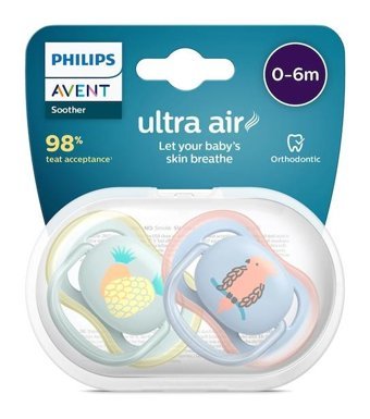 Philips Avent Ultra Air 0-6 Ay Delikli Kiraz Uçlu Silikon 2'li Emzik Kahverengi