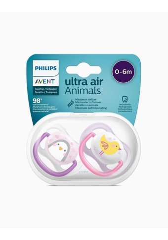 Philips Avent Ultra Air Animals 0-6 Ay Kiraz Uçlu Silikon 2'li Emzik Mavi