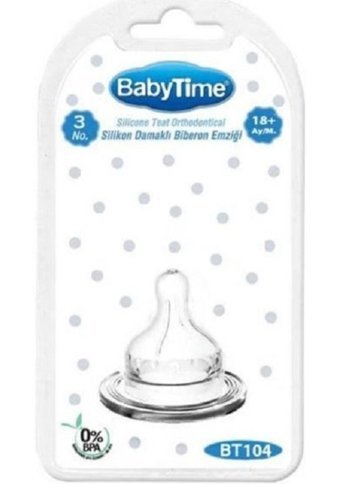 Baby Time 0 Ay+ Kiraz Uçlu Damaklı Silikon Emzik Şeffaf