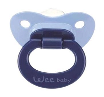 Wee Baby No:3 6-12 Ay Delikli Ortodontik Damaklı Silikon Emzik Lila-Yeşil