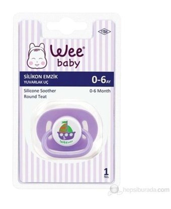 Wee Baby No:3 18 Ay+ Delikli Kiraz Uçlu Silikon Emzik Beyaz-Gri