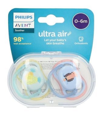 Philips Avent Ultra Air 0 Ay+ Kiraz Uçlu Silikon 2'li Emzik Mavi