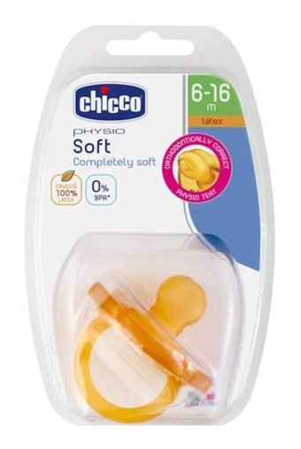 Chicco Physio 6-18 Ay+ Ortodontik Damaklı Kauçuk Emzik Hardal