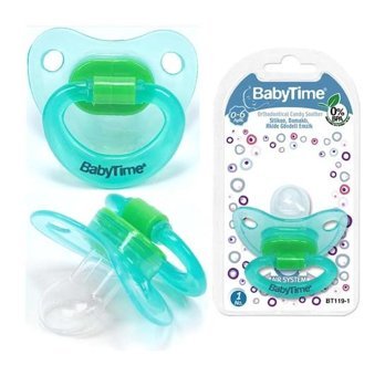 Baby Time 0-6 Ay Ortodontik Kiraz Uçlu Damaklı Silikon Emzik Mavi