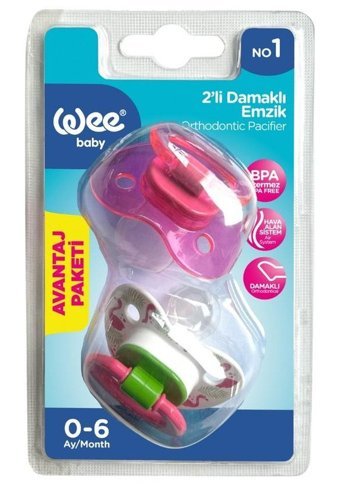 Wee Baby No:1 0-6 Ay Delikli Ortodontik Damaklı Silikon 2'li Emzik Yeşil