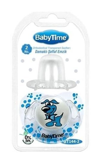Baby Time Bt144-2 0-6 Ay Ortodontik Kiraz Uçlu Damaklı Silikon Emzik Mavi