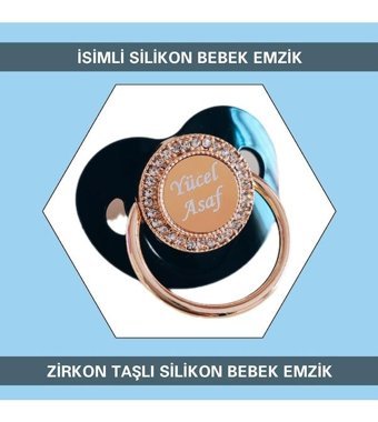 Sahi Aksesuar 0-6 Ay Delikli Taşlı Damaklı Silikon Emzik Kahverengi