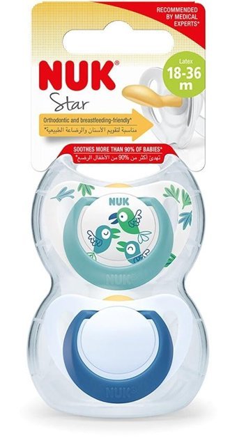 Nuk Star 0-24 Ay Delikli Ortodontik Damaklı Kauçuk 2'li Emzik Gri