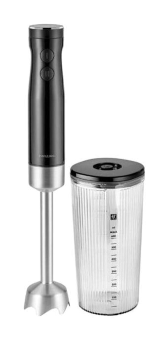 Zwilling Enfinigy 600 ml Plastik Hazneli Turbolu Çift Bıçaklı 3'lü El Blender Siyah