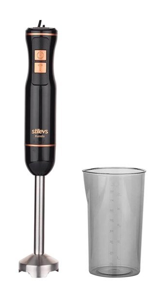 Stilevs Kendo 800 ml Plastik Hazneli Turbolu Çift Bıçaklı 3'lü El Blender Bakır-Siyah
