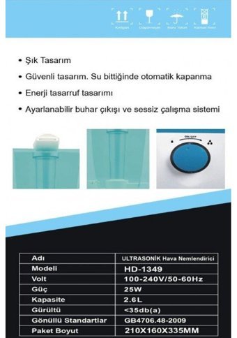 Havvaca HD-1349 25 W 2600 ml 35 dB Aromaterapi Soğuk Buhar Makinesi