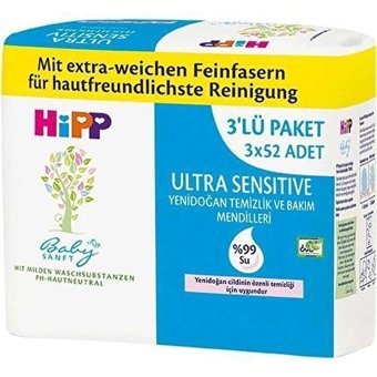Hipp Baby Ultra Sensitive Yenidoğan 52 Yaprak 3'lü Paket Islak Mendil