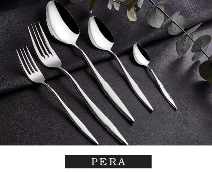 Falez Pera Parlak 30 Parça 6 Kişilik Çatal Kaşık Bıçak Takımı Gümüş