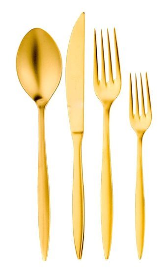 Aryıldız Noble Parlak 24 Parça 6 Kişilik Çatal Kaşık Bıçak Takımı Gold