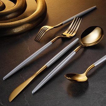 Aryıldız Versay White Gold Parlak 36 Parça 6 Kişilik Çatal Kaşık Bıçak Takımı Gold