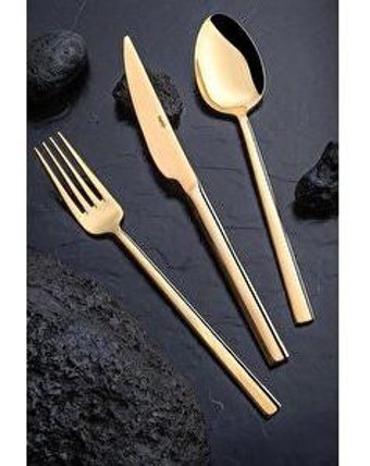 Nehir Dalyan Titanium Parlak 72 Parça 12 Kişilik Çatal Kaşık Bıçak Takımı Gold