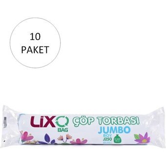 Lixo J-250 Büzgülü Jumbo Boy 80x110 cm Çöp Poşeti 50 Adet Mavi