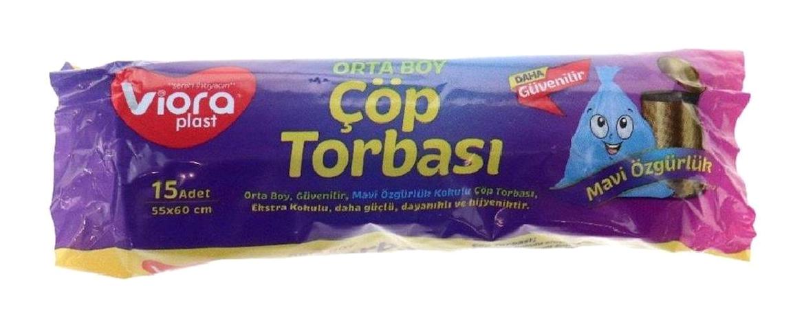 Viora Fresh Kokulu Orta Boy 55x60 cm Çöp Poşeti 15 Adet Sarı