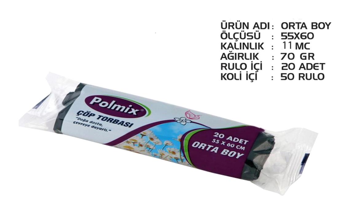 Omnipazar Orta Boy 55x60 cm Çöp Poşeti 50 Adet Siyah