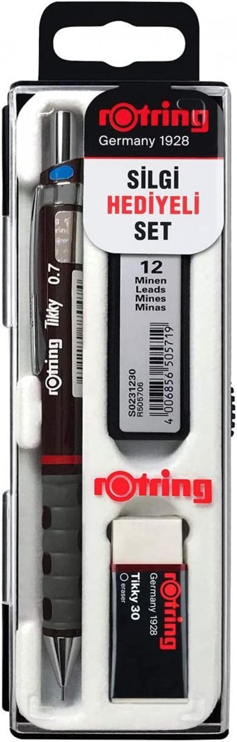 Rotring Silgili Plastik Metalik Kırmızı 0.7 mm Uçlu Versatil Kalem