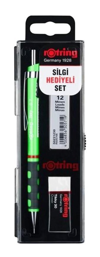 Rotring Tikky Silgili Plastik Neon Yeşil 0.7 mm Uçlu Versatil Kalem Seti