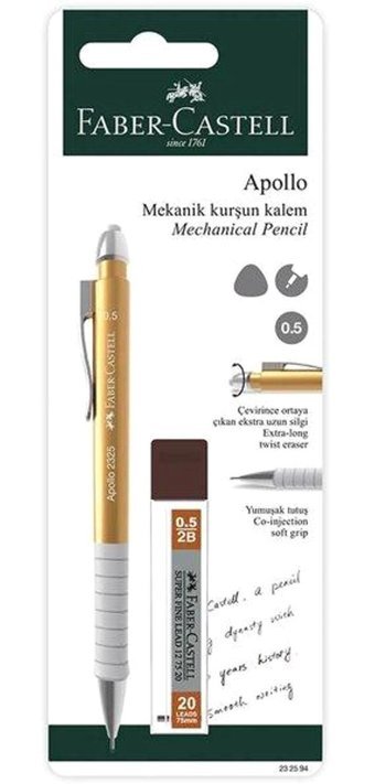 Faber-Castell Silgili Plastik Metalik Sarı 0.5 mm Uçlu Versatil Kalem Seti