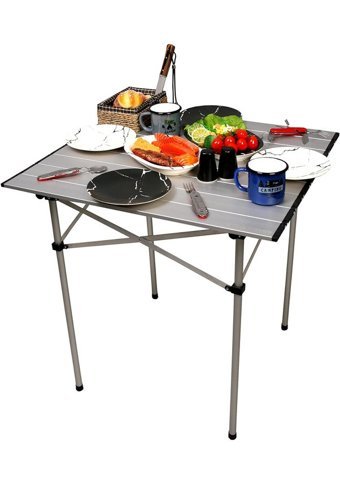 Cbtx Global 94x55 cm Tabureli Çantalı Dikdörtgen Alüminyum Katlanır Kamp Masası Siyah-Yeşil