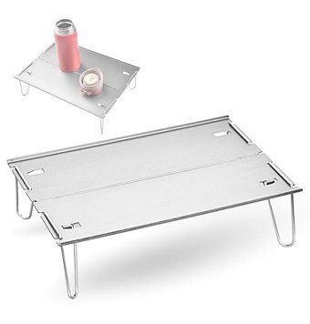 Argeus Rock 52x52 cm Tabureli Çantalı Kare Ahşap-Metal Katlanır Kamp Masası Gri