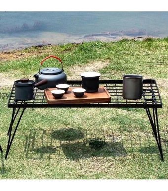 Asudehome 4 Kişilik 66x43 cm Tabureli Dikdörtgen Ahşap Katlanır Kamp Masası Gri