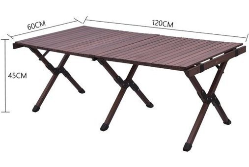 Cbtx Global Yt1001 60x35 cm Çantalı Dikdörtgen Ahşap-Demir Katlanır Kamp Masası Kahverengi