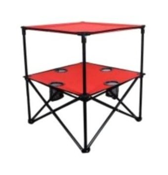 Avcı Market 58x58 cm Çantalı Kare Ahşap Katlanır Kamp Masası Kahverengi