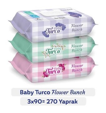 Baby Turco Flower Bunch 90 Yaprak 3'lü Paket Islak Mendil