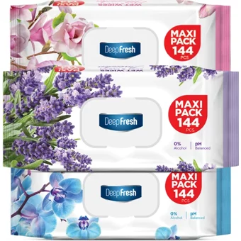 Deep Fresh Maxi Pack Karma Paket 144 Yaprak 3'lü Paket Islak Mendil