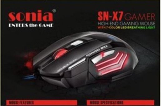 Sonia SN X7 RGB Ergonomik Makrolu Kablolu Siyah Optik Gaming Mouse