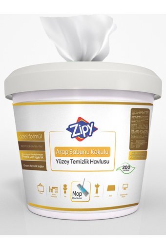 Zipy Arap Sabun Kokulu Kova 200 Yaprak Yüzey Temizleme Mendili