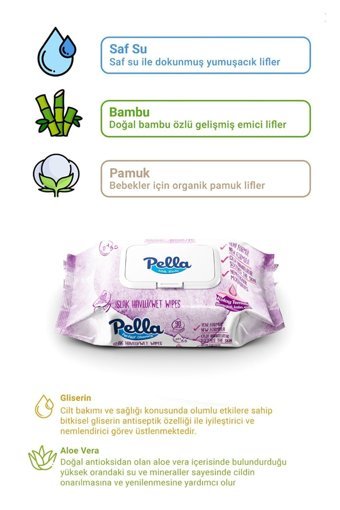Pella Soft 90 Yaprak 12'li Paket Islak Mendil