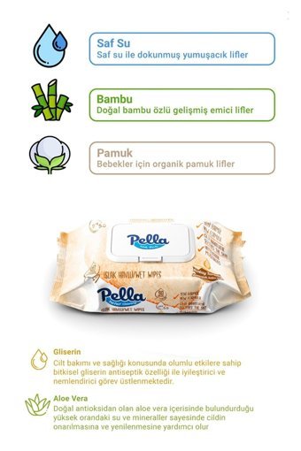 Pella Soft 90 Yaprak 12'li Paket Islak Mendil