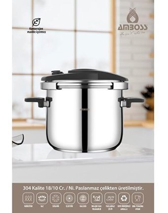 Amboss Enio Plus Düdüklü Kapak İndüksiyon Tabanlı 12 lt Düdüklü Tencere Siyah
