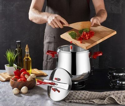 Kahramanlar Güveç Düdüklü Kapak İndüksiyon Tabanlı 14 lt Düdüklü Tencere Siyah