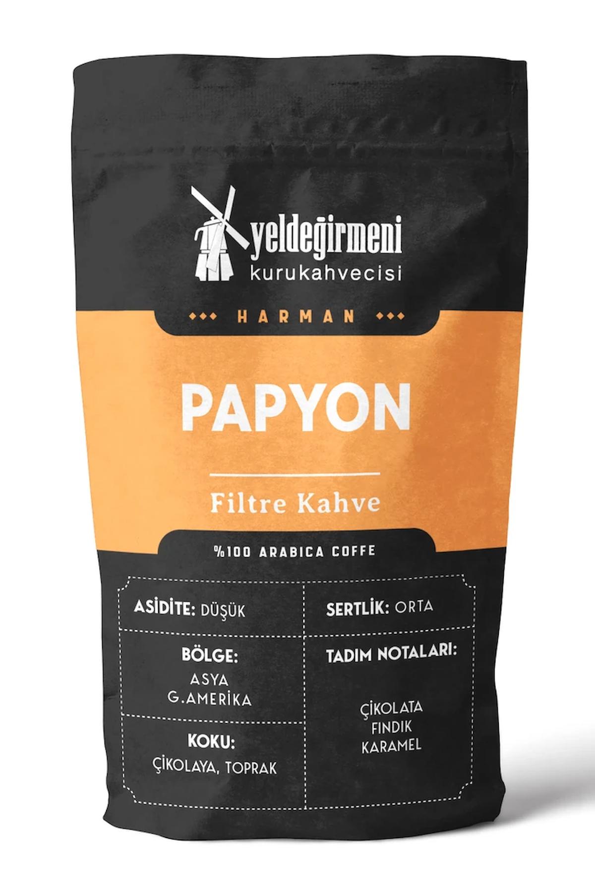 Yeldeğirmeni Kurukahvecisi Papyon Çikolata - Fındık - Karamel Aromalı Arabica Öğütülmüş Filtre Kahve 1 kg