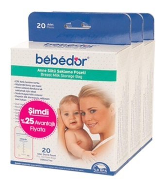 Bebedor Süt Saklama Poşeti 3x20'li