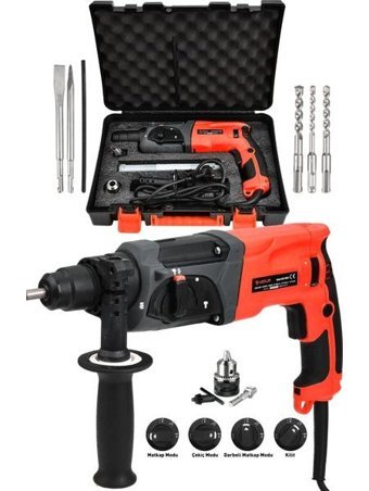 Assur Plus Extra Güçlü 850 W 4000 darbe/dk 3.9 kg Elektrikli Kırıcı Delici Matkap Kırmızı