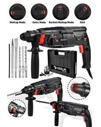 Assur Plus Pro 850 W 4000 darbe/dk 3 kg Elektrikli Kırıcı Delici Matkap Kırmızı - Siyah