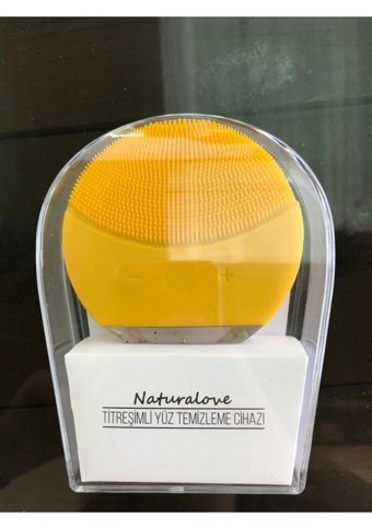 Naturalove 400 mAH Tüm Ciltler İçin Tek Başlıklı Fırçalı Silikon Şarjlı Titreşimli Yüz Temizleme Cihazı Sarı
