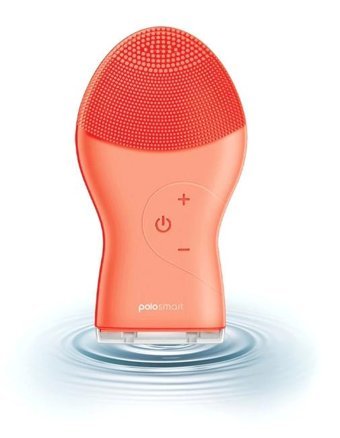 Polosmart 1200 mAH Tüm Ciltler İçin Tek Başlıklı Fırçalı Silikon Şarjlı Titreşimli Yüz Temizleme Cihazı Kırmızı