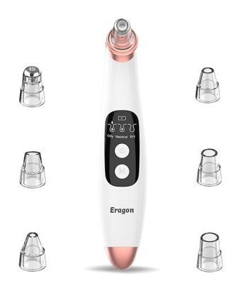 Eragon 400 mAH Tüm Ciltler İçin 6 Başlıklı Şarjlı Titreşimli Vakumlu Yüz Temizleme Cihazı Beyaz