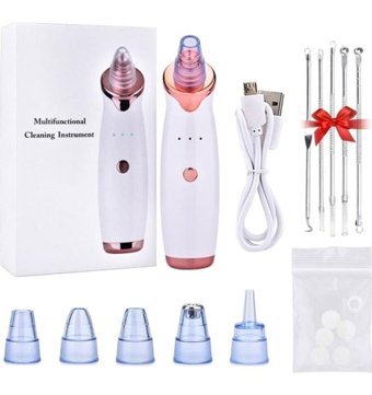 Forestbird 850 mAH Tüm Ciltler İçin 5 Başlıklı Fırçalı Silikon Elektrikli Titreşimli Vakumlu Yüz Temizleme Cihazı Beyaz
