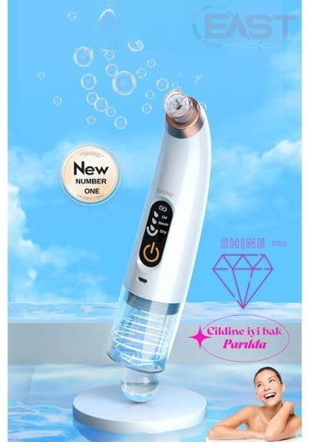East Medikal 400 mAH Tüm Ciltler İçin Tek Başlıklı Şarjlı Titreşimli Vakumlu Yüz Temizleme Cihazı Beyaz