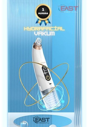 East Medikal 400 mAH Tüm Ciltler İçin Tek Başlıklı Şarjlı Titreşimli Vakumlu Yüz Temizleme Cihazı Beyaz