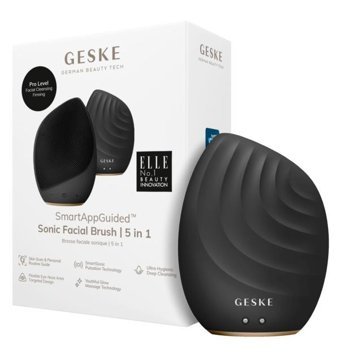 Geske Smart Appguided 300 mAH Tüm Ciltler İçin Tek Başlıklı Fırçalı Silikon Şarjlı Titreşimli Yüz Temizleme Cihazı Siyah